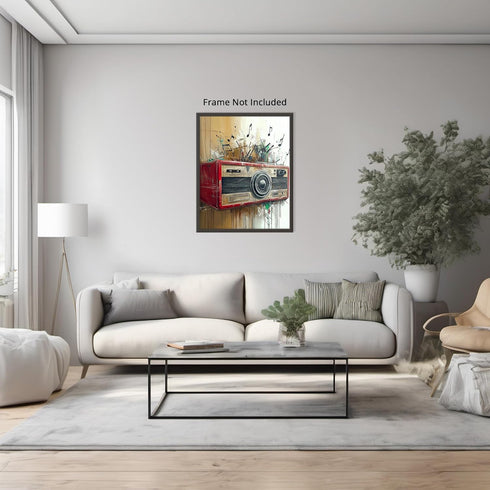 Posterizer-rustic modern art of classic boombox playing music -2-Musical Art Collection-Retro Art-Living Room Bedroom Decor- unframed wall art...